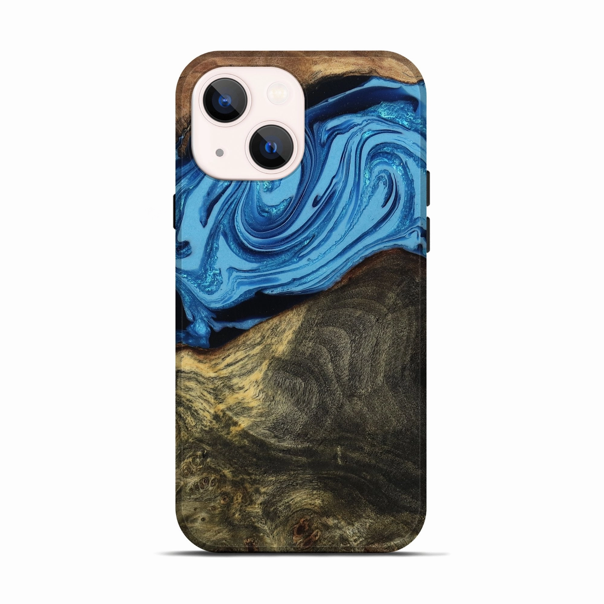 Iphone 13 Wood Live Edge Phone Case - Derek (Blue, 779773) Scratch Resistant Coating Protective Layer
