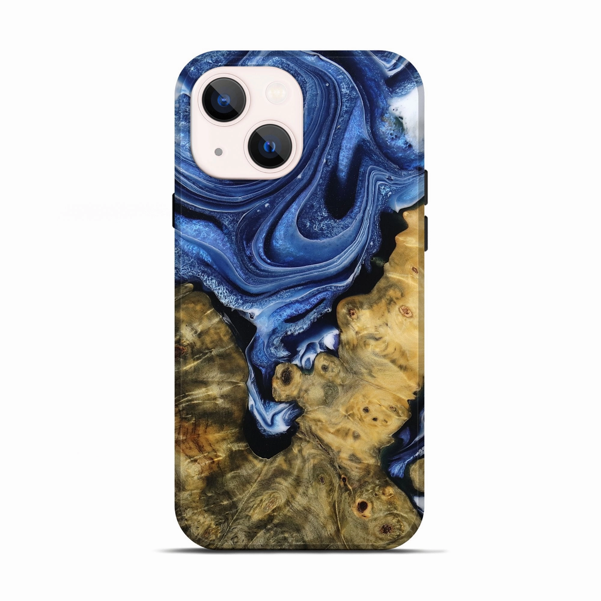 Iphone 13 Wood Live Edge Phone Case - Dream (Blue, 781463) Water Resistant Edge to Edge Protection