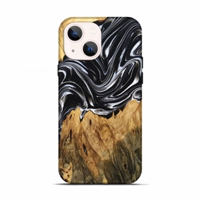 Crystal Clear Iphone 13 Wood Live Edge Phone Case - Duane (Black & White, 776092)
