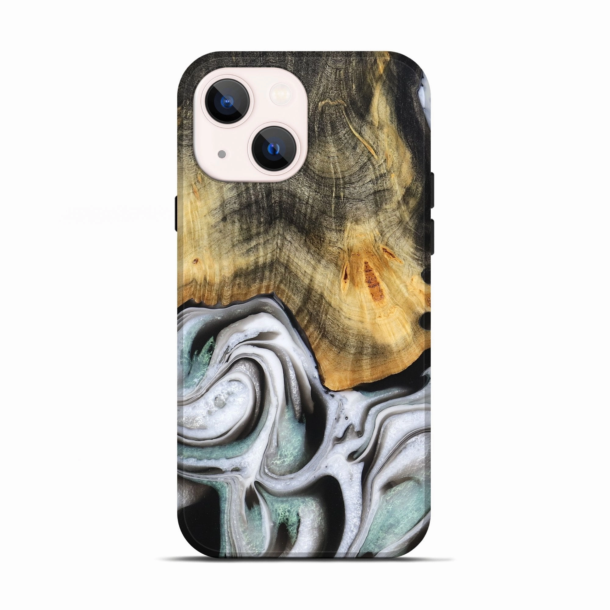 Anti Finger Oil Anti Finger Smudge Iphone 13 Wood Live Edge Phone Case - Eli (Black & White, 781237)