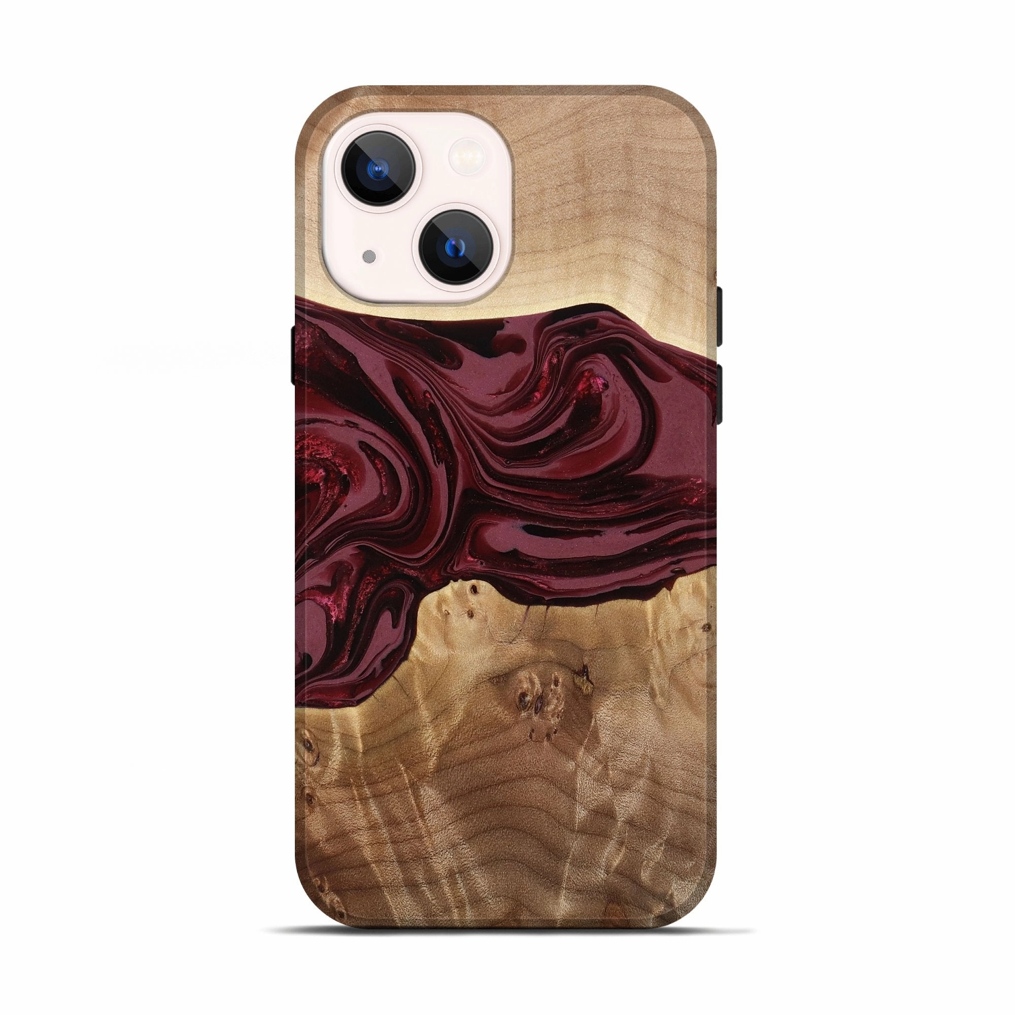Iphone 13 Wood Live Edge Phone Case - Estelle (Red, 779178) Scratch Proof