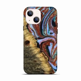 Scratch Proof Iphone 13 Wood Live Edge Phone Case - Geneva (Teal & Gold, 776868)