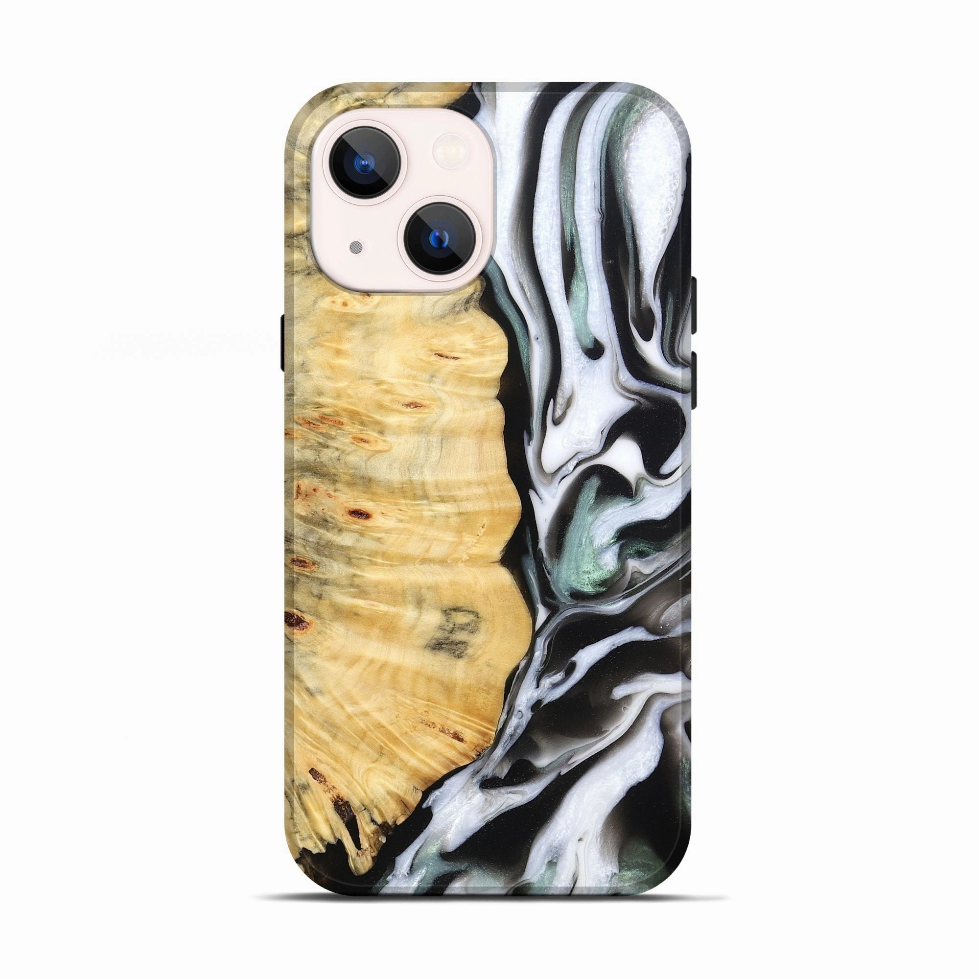 Anti Fingerprint Screen Iphone 13 Wood Live Edge Phone Case - Harmon (Black & White, 781247)