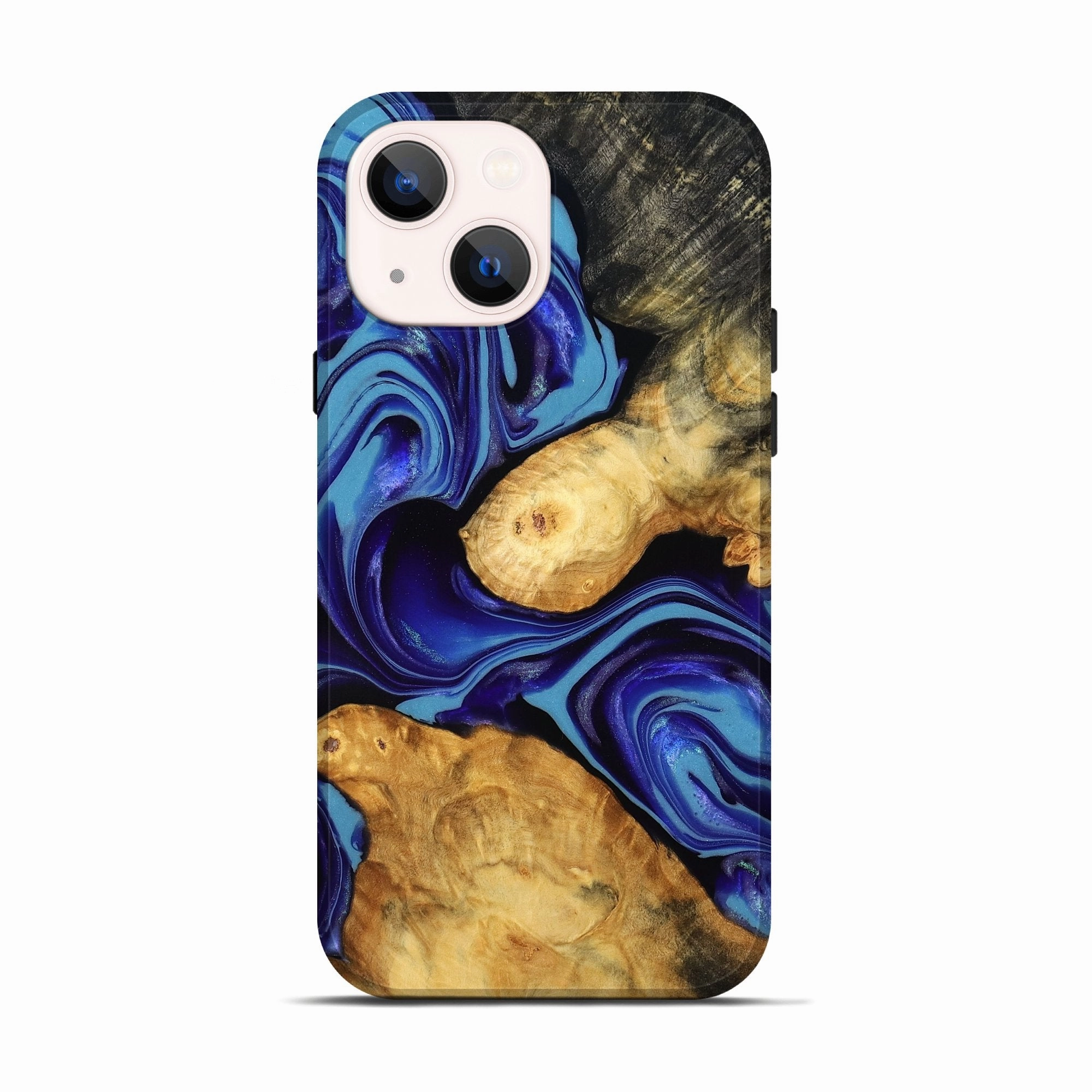 Bubble Free Installation Iphone 13 Wood Live Edge Phone Case - Jamya (Blue, 779196)
