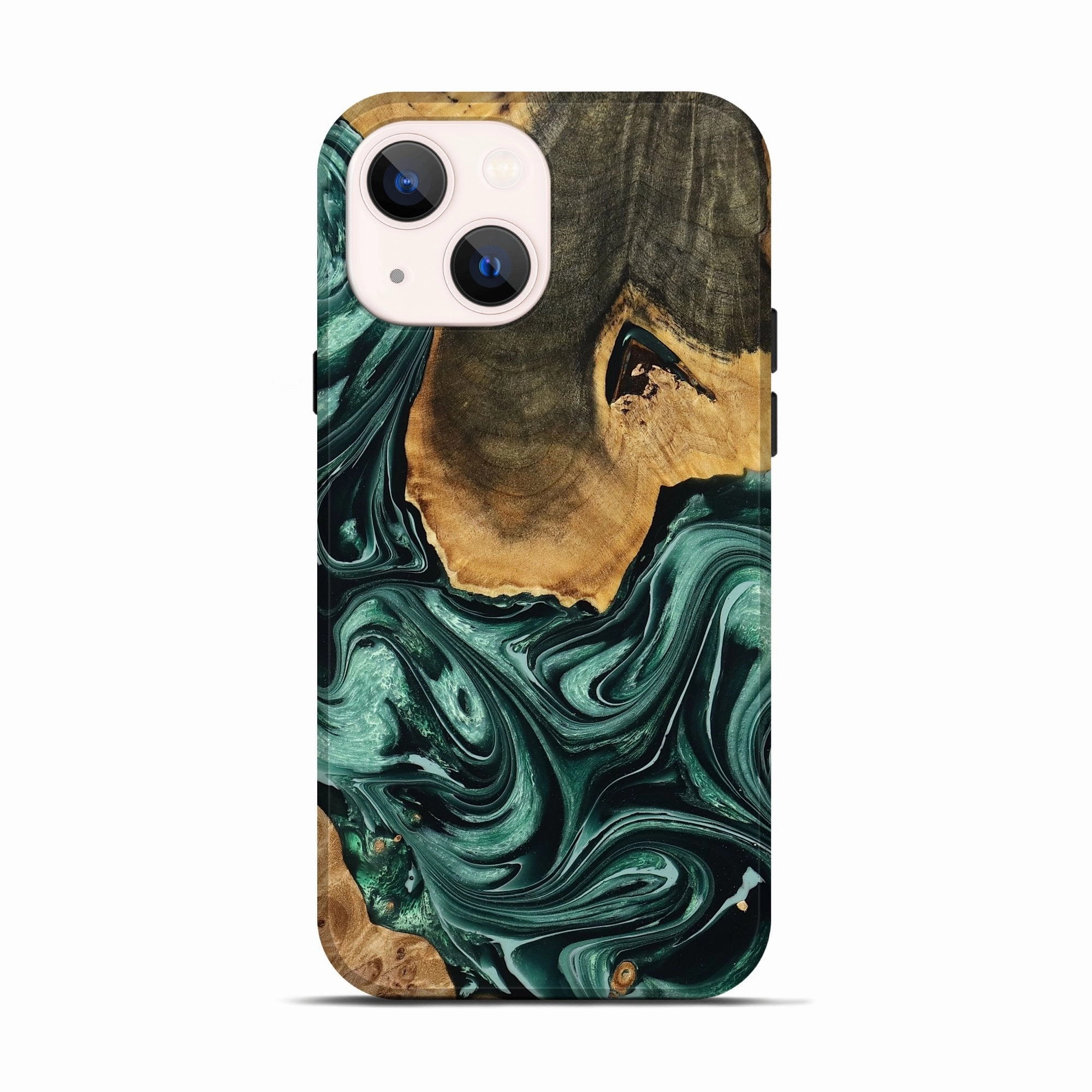 Anti Finger Mark Film Case Friendly Glass Iphone 13 Wood Live Edge Phone Case - Jonna (Green, 775035)