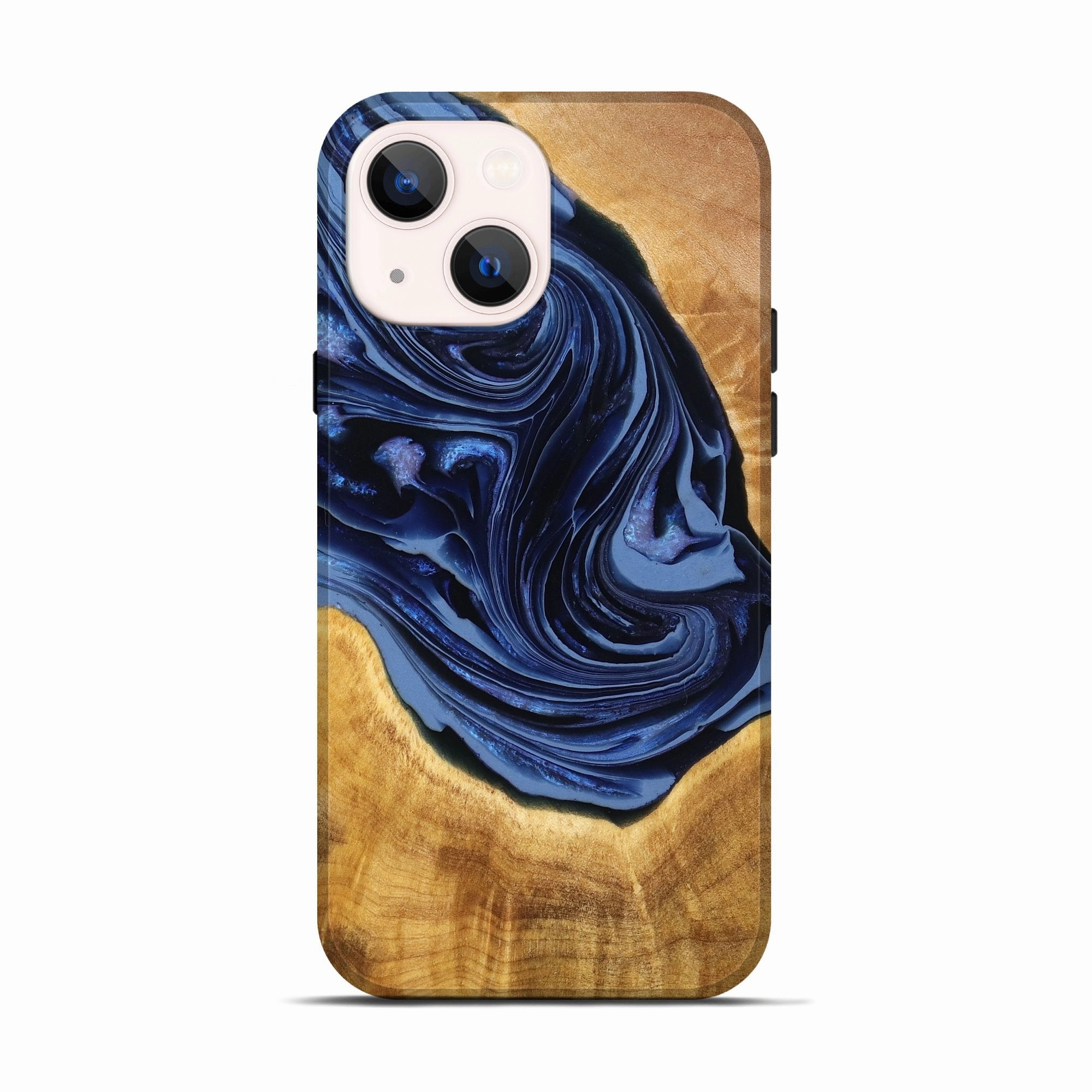 Iphone 13 Wood Live Edge Phone Case - Keely (Blue, 777812) Anti Finger Smear Water Resistant