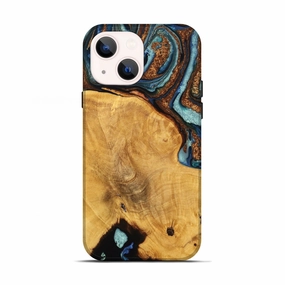 Edge Protection Drop Protection Iphone 13 Wood Live Edge Phone Case - Lamar (Teal & Gold, 776875)