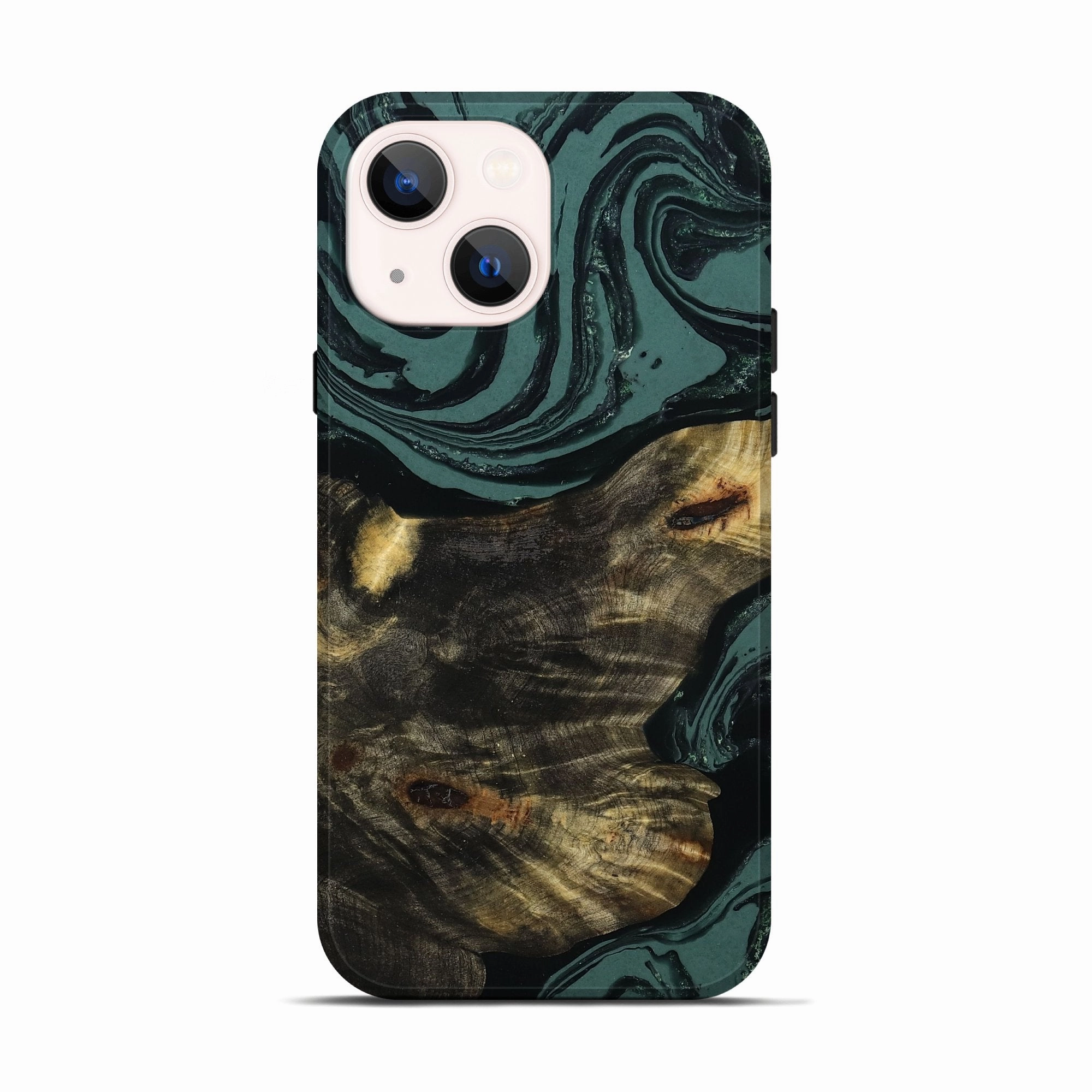 Shock Absorption Anti Blue Light Iphone 13 Wood Live Edge Phone Case - Lulu (Green, 782004)
