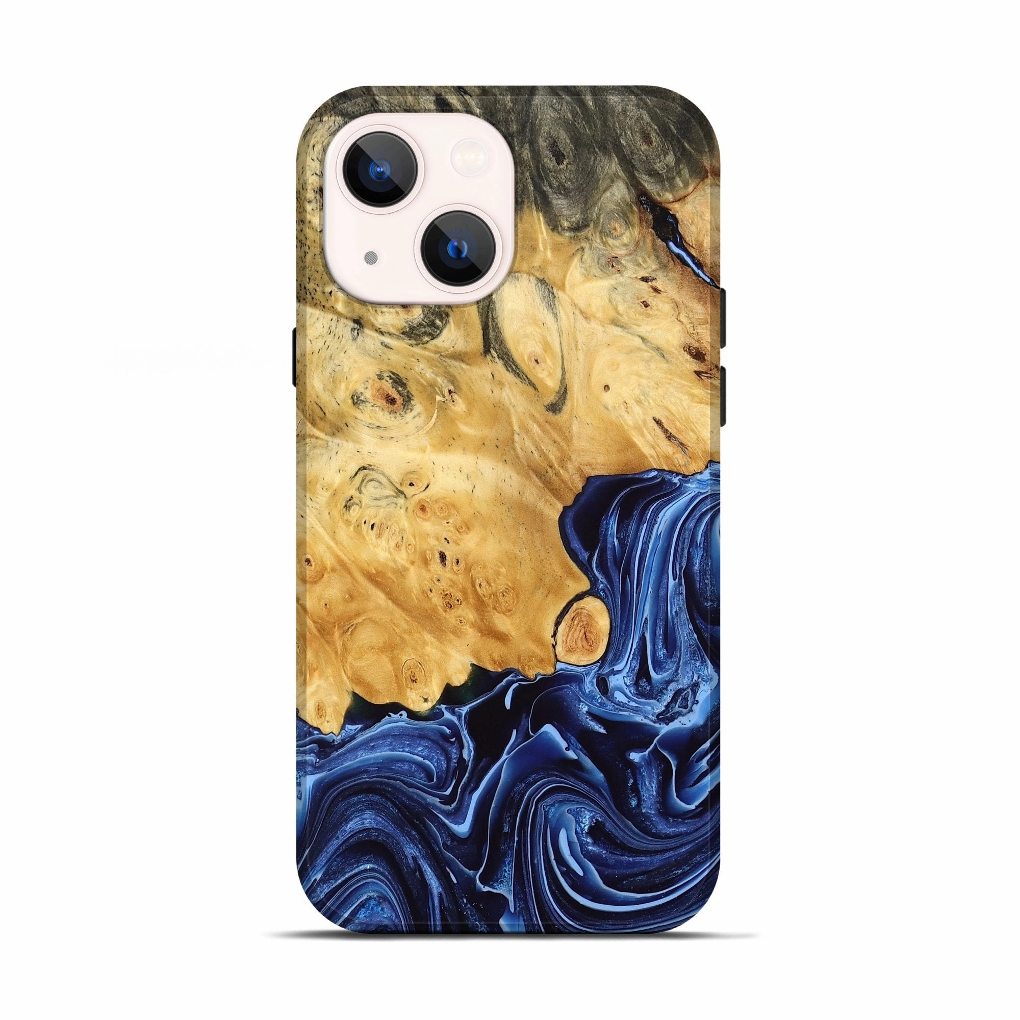 Iphone 13 Wood Live Edge Phone Case - Lyndsay (Blue, 768635) Anti Oil Film