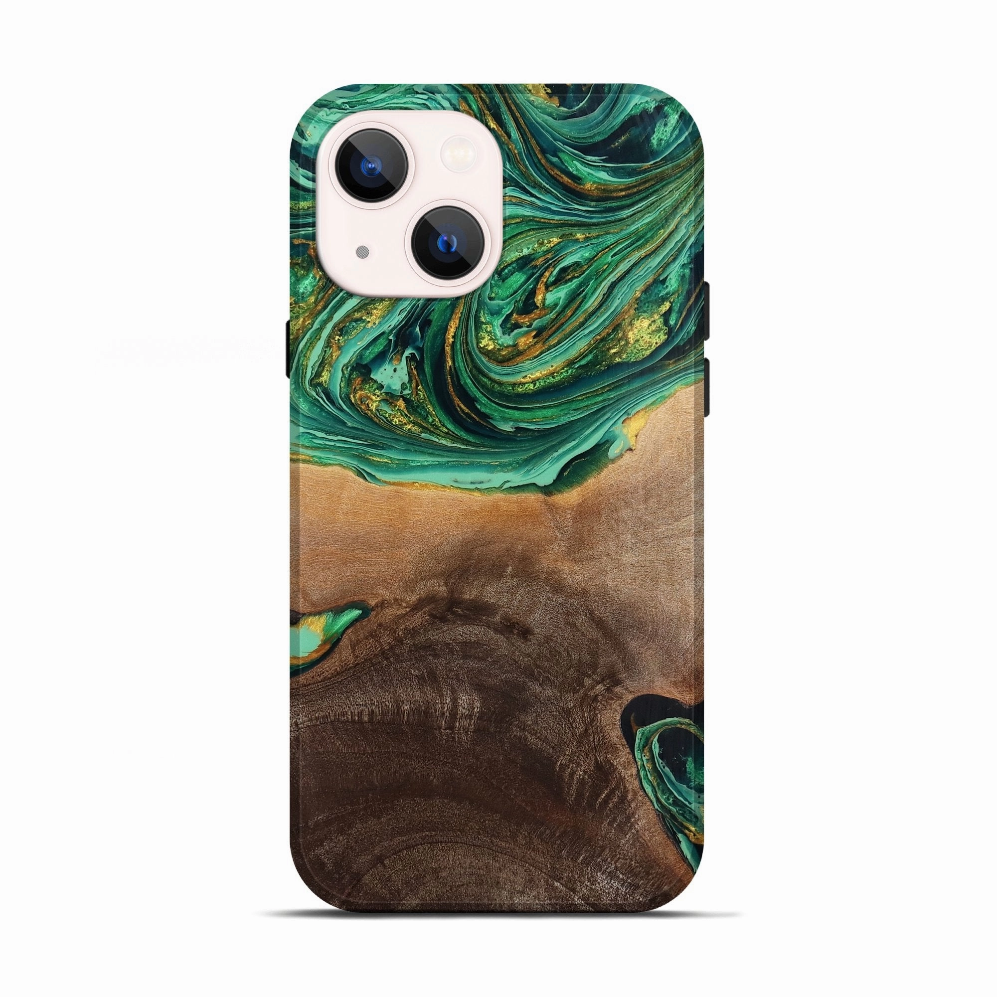 Iphone 13 Wood Live Edge Phone Case - Maegan (Green, 773697) Bubble Free Installation Anti Scratch Screen