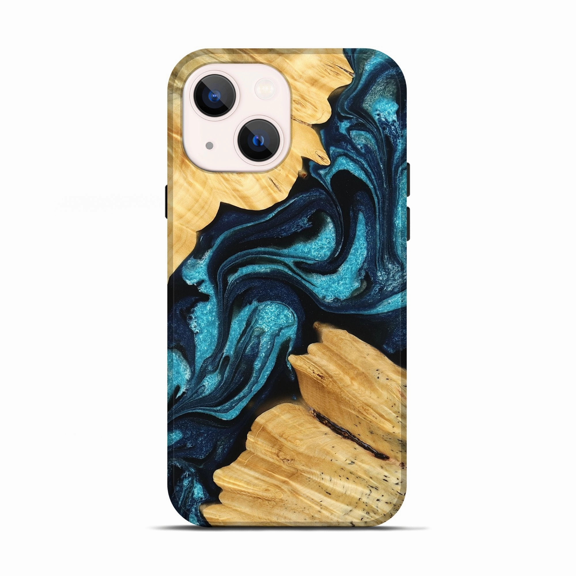 Anti Fingerprint Coating Iphone 13 Wood Live Edge Phone Case - Manilla (Blue, 776898)