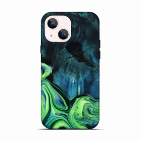 Iphone 13 Wood Live Edge Phone Case - Margret (Green, 781479) Fingerprint Shield