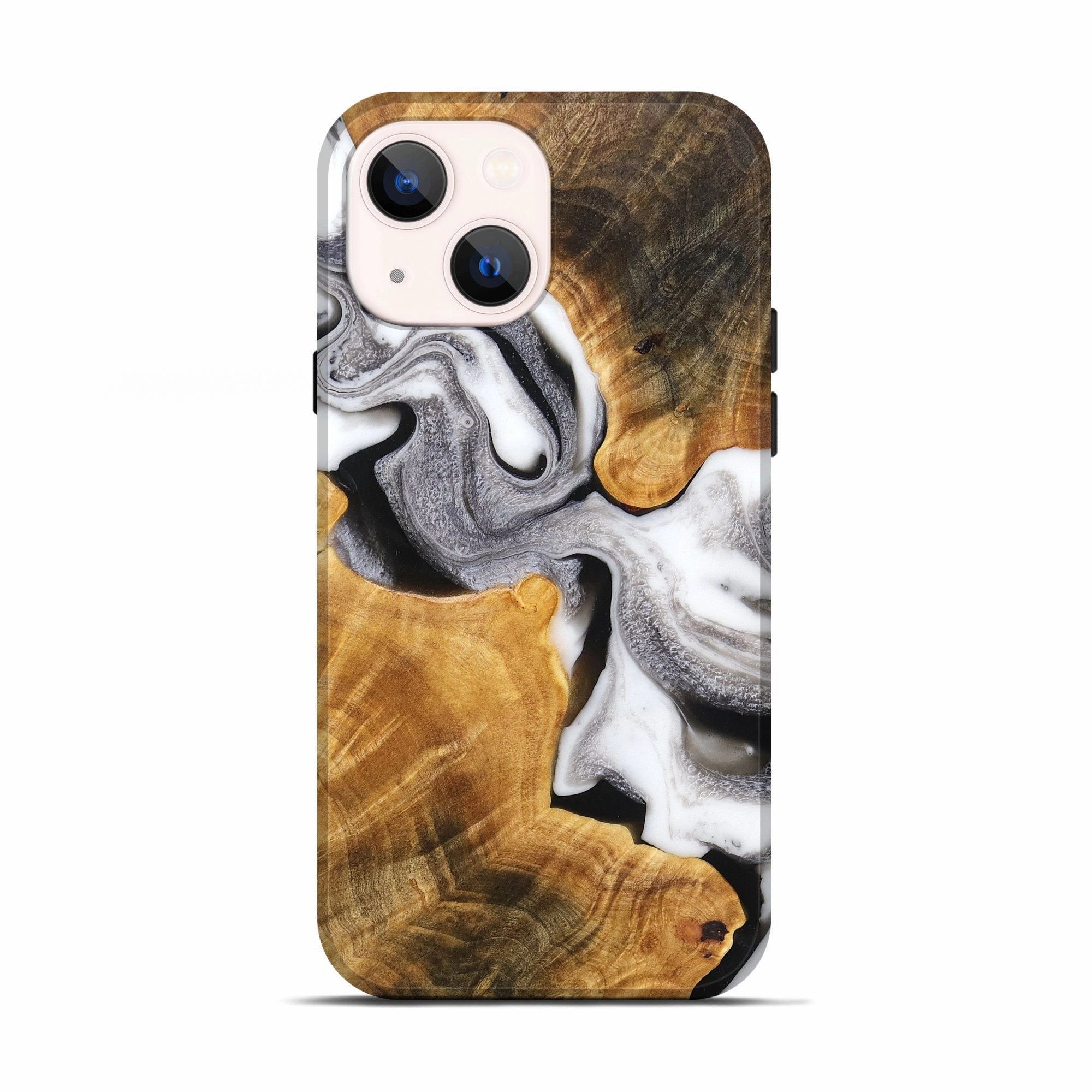 Smooth Surface Anti Yellowing Film Iphone 13 Wood Live Edge Phone Case - Perley (Black & White, 776884)