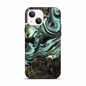 Iphone 13 Wood Live Edge Phone Case - Reece (Green, 781002) Anti Fingerprint Coating