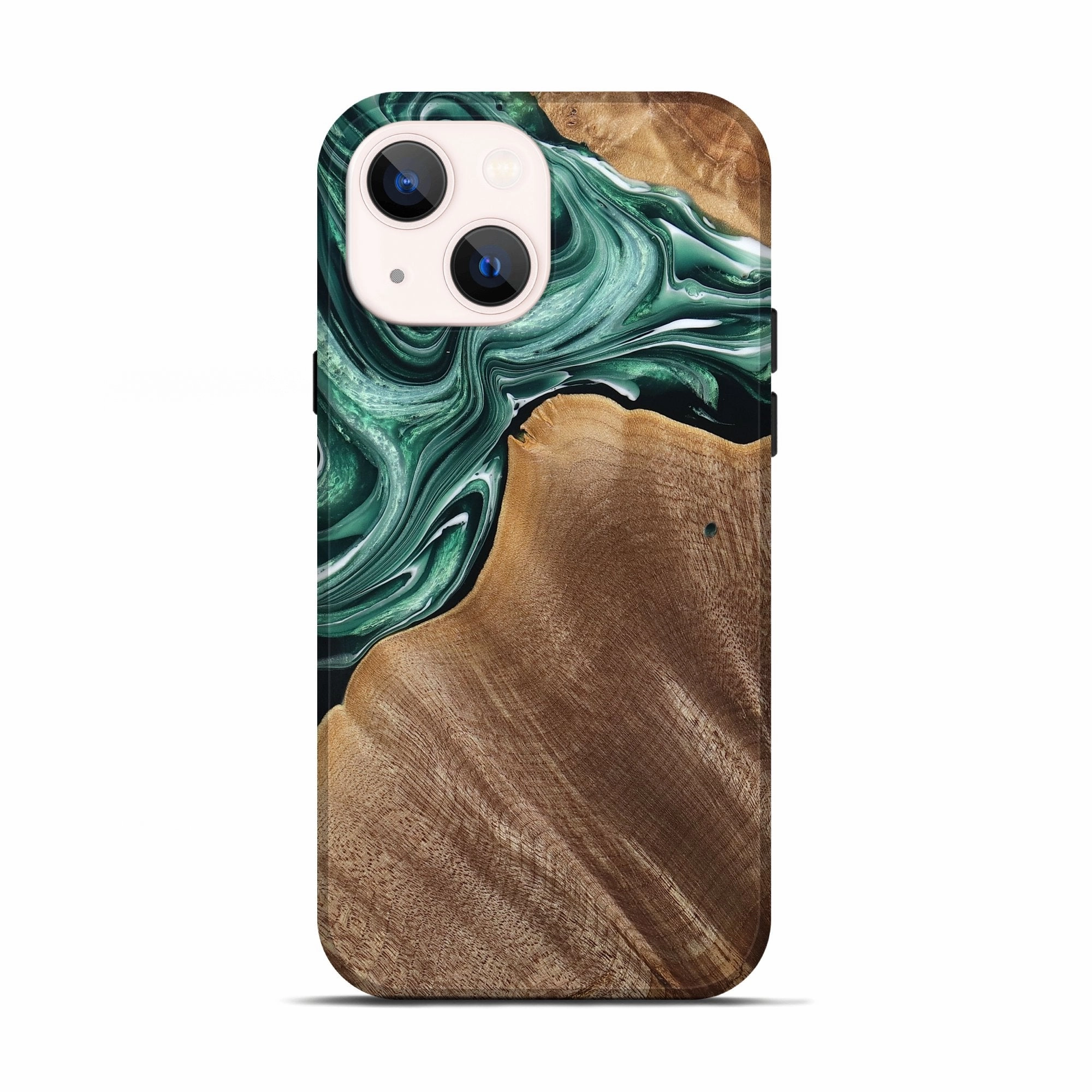 Iphone 13 Wood Live Edge Phone Case - Rico (Green, 776433) Shatterproof Glass Soft Edge