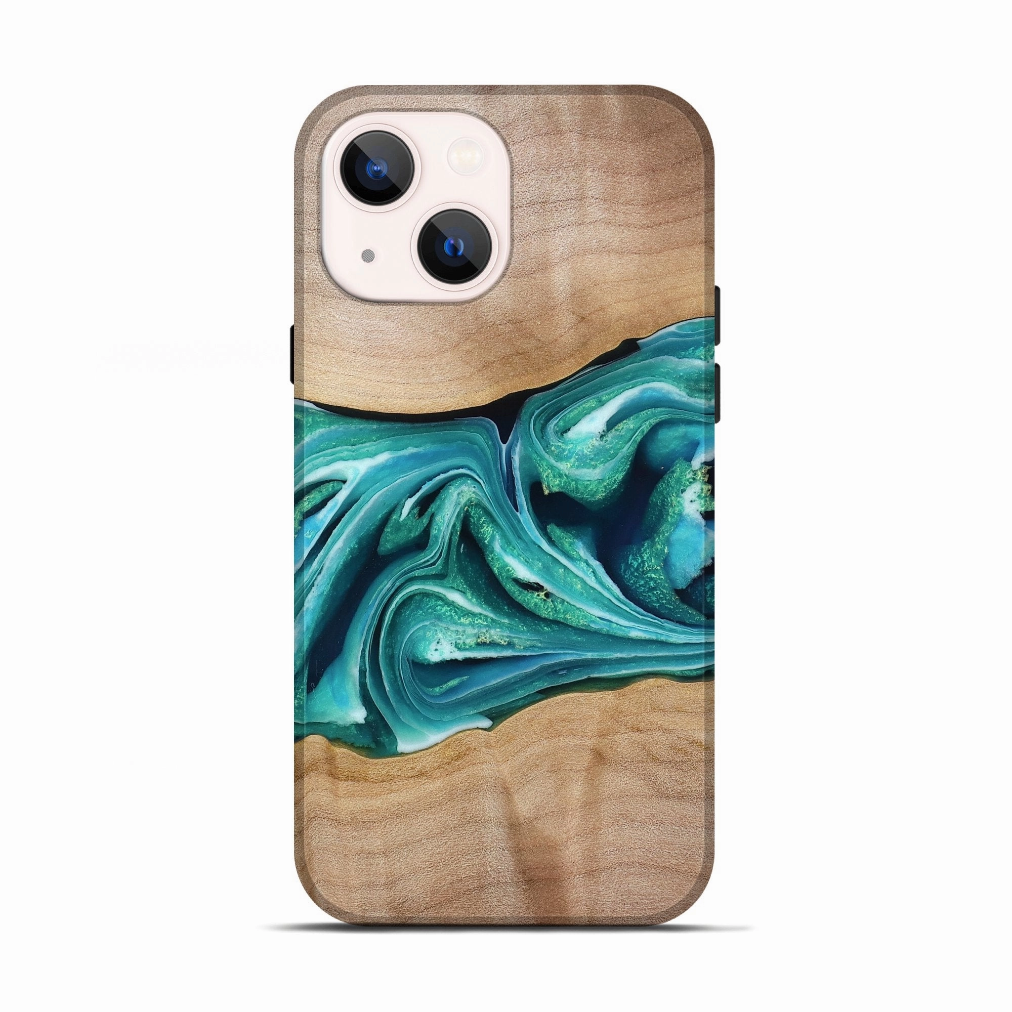 Iphone 13 Wood Live Edge Phone Case - Ronaldo (Green, 776921) Screen Defense Crystal Clear