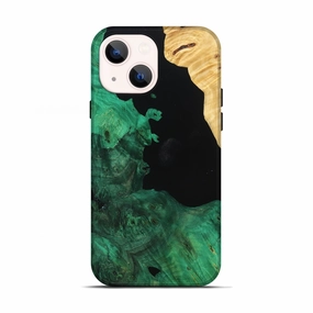 Anti Finger Grease Shatterproof Glass Iphone 13 Wood Live Edge Phone Case - Simon (Wood Burl, 777396)