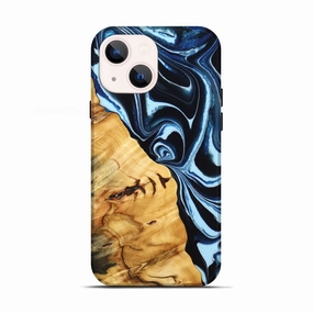 Iphone 13 Wood Live Edge Phone Case - Syreeta (Blue, 776889) Anti Finger Oil Anti Reflection Coating
