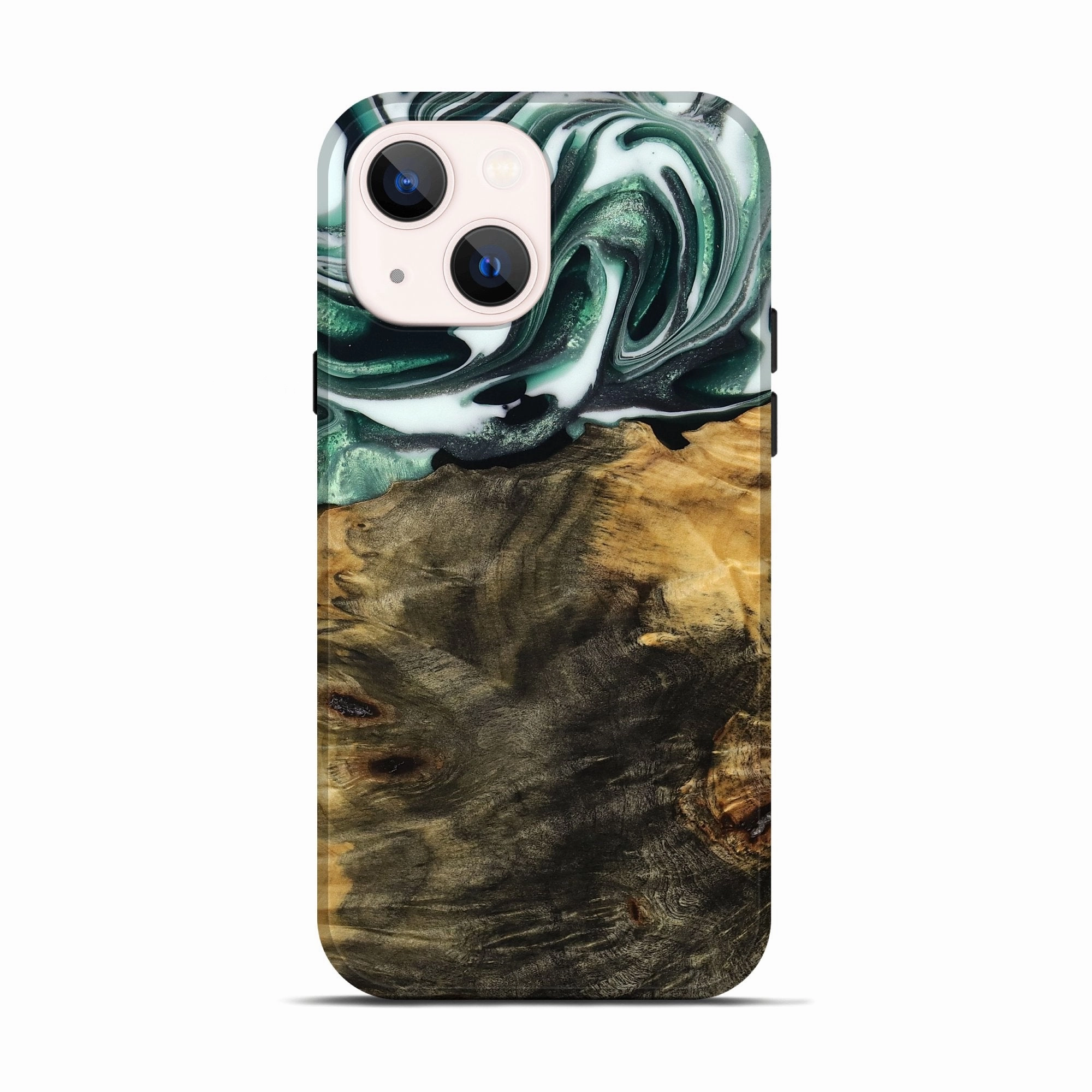 Iphone 13 Wood Live Edge Phone Case - Tillie (Green, 751312) Anti Reflection Shock Proof Film