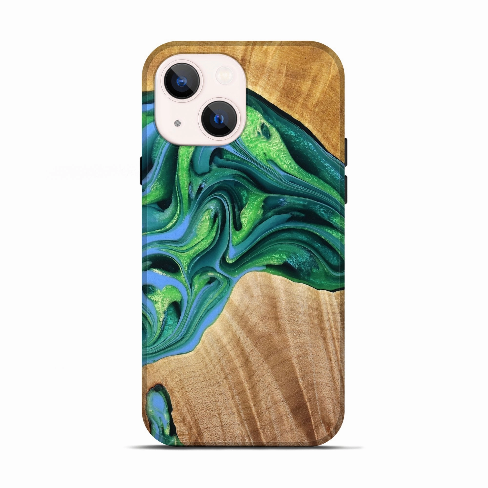 Oleophobic Coating Iphone 13 Wood Live Edge Phone Case - Tristen (Green, 778090)