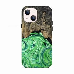 Iphone 13 Wood Live Edge Phone Case - Troy (Green, 769609) Anti Yellowing Film Bubble Free Screen
