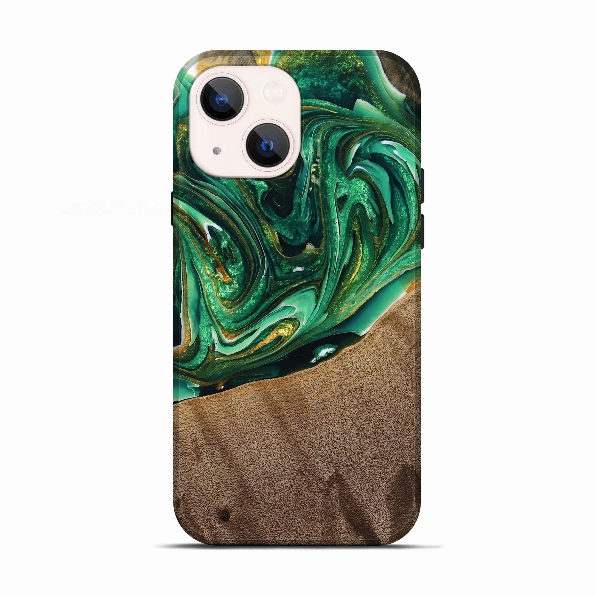 Case Friendly Glass Iphone 13 Wood Live Edge Phone Case - Virgie (Green, 777350)