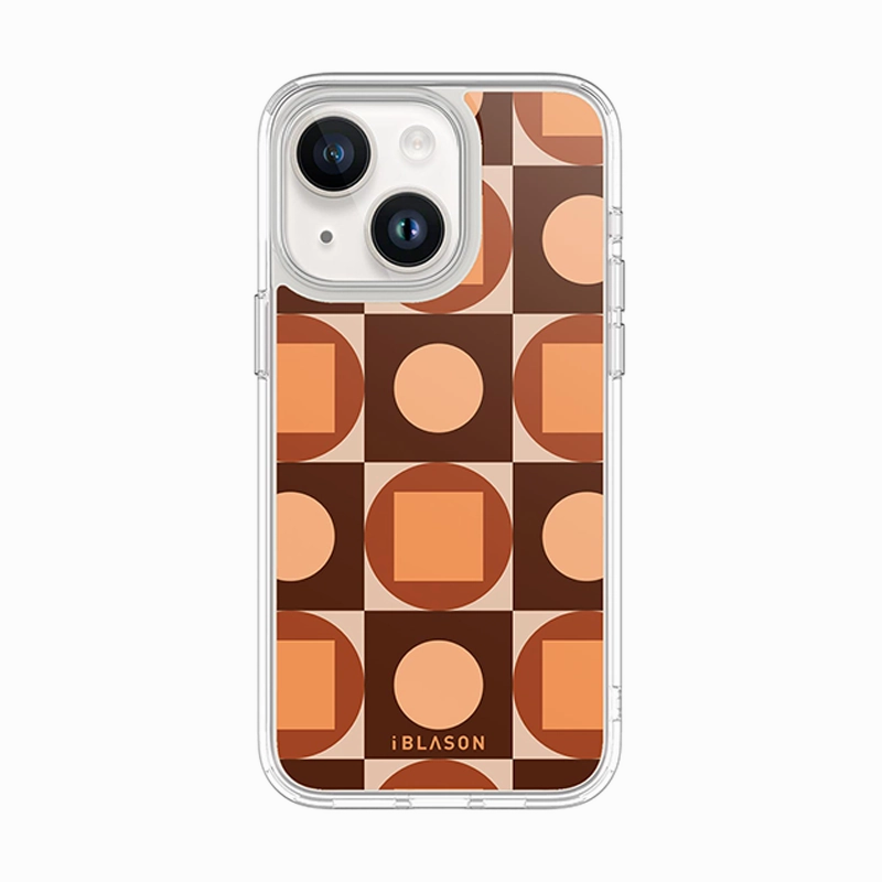 Soft Edge Iphone 14 Halo Magsafe Cute Phone Case - Brown Retro Geometric