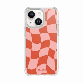 Scratch Proof Fingerprint Resistant Iphone 14 Halo Magsafe Cute Phone Case - Pink Retro Checkers