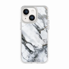 Anti Reflection Screen Iphone 14 Halo Magsafe Cute Phone Case - White Marble
