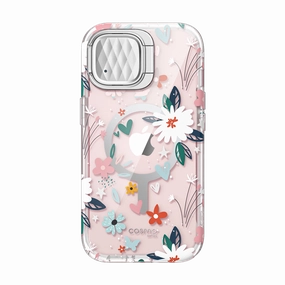 Raised Edges Crystal Clear Iphone 15 Cosmo Mag Case - Flower