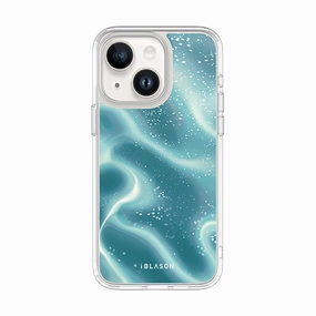 Anti Reflection Screen Iphone 15 Halo Magsafe Cute Phone Case - Blue Retro Waves