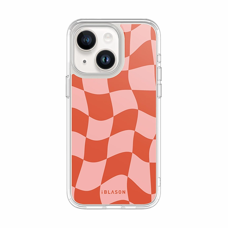 HD Screen Protector Iphone 15 Halo Magsafe Cute Phone Case - Pink Retro Checkers