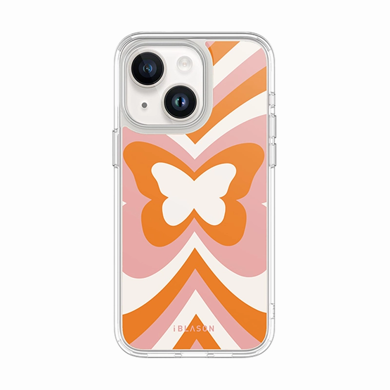 Dustproof Cover Scratch Resistant Glass Iphone 15 Halo Magsafe Cute Phone Case - Retro Butterfly