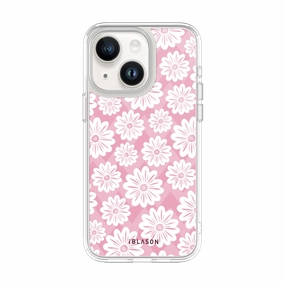 Anti Yellowing Anti Reflection Iphone 15 Plus Halo Magsafe Cute Phone Case - Pink/White Daisies
