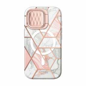 Raised Edges Iphone 15 Pro Cosmo Mag Case - Marble Pink