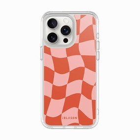 Anti Finger Stain HD Clarity Iphone 15 Pro Max Halo Magsafe Cute Phone Case - Pink Retro Checkers