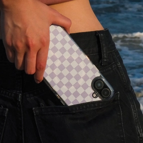 Iphone 16 Plus Halo Mag Magsafe Case-Purple Checkers Ultra Thin Fingerprint Resistant Coating