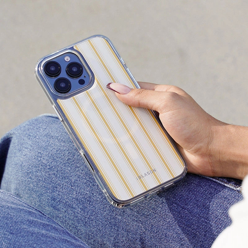 Anti Finger Smudge Iphone 16 Pro Halo Mag Magsafe Case-Yellow Stripes
