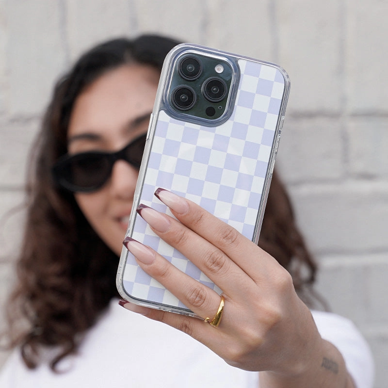 Anti Shock Film Anti Dust Iphone 16 Pro Max Halo Mag Magsafe Case-Purple Checkers