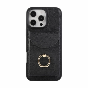 Bubble Resistant Film Crystal Clear Iphone 16 Pro Max Leather Wallet Case - Black