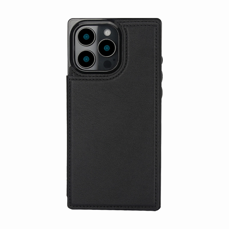 Ultra Slim Protector Iphone 16 Pro Max Leather Wallet Ring Button Case - Black