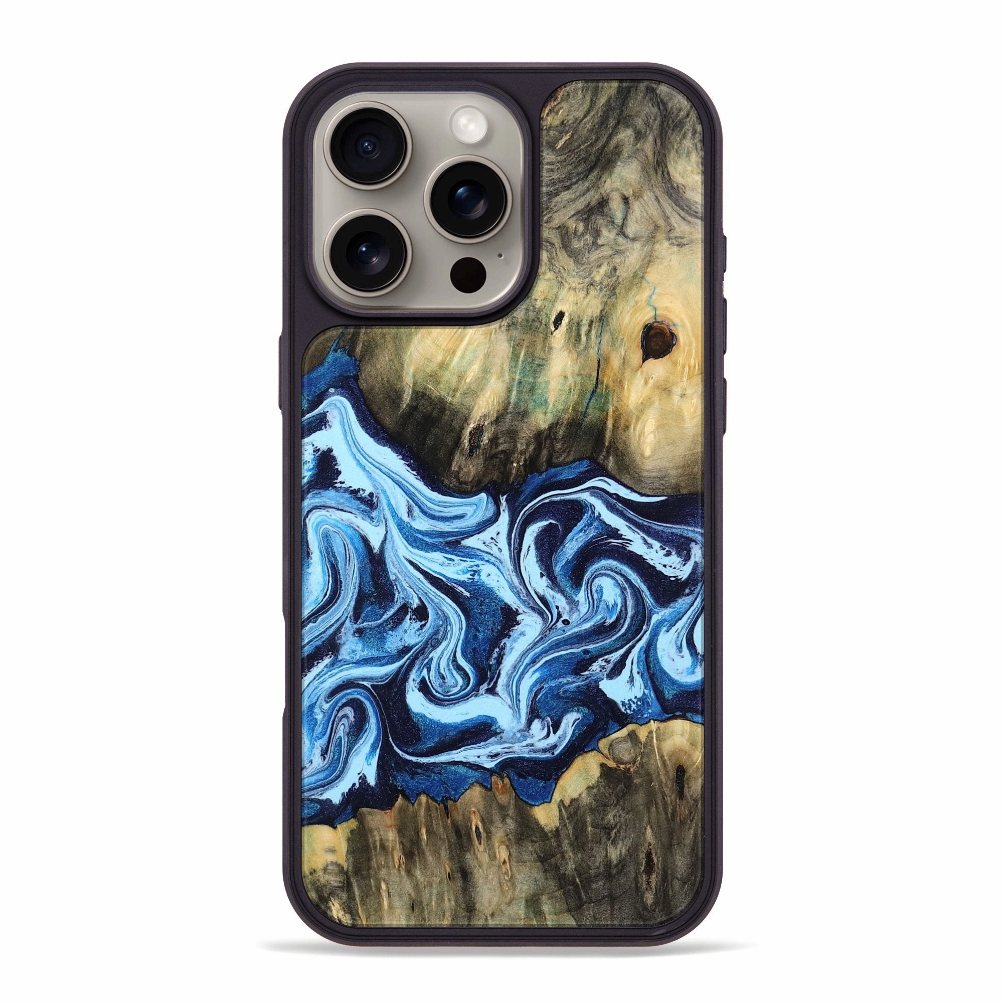 Privacy Screen Shock Guard Iphone 16 Pro Max Wood Phone Case - Adah (Blue, 769702)