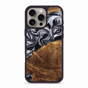 Shockproof Anti Static Iphone 16 Pro Max Wood Phone Case - Adalynn (Black & White, 770259)
