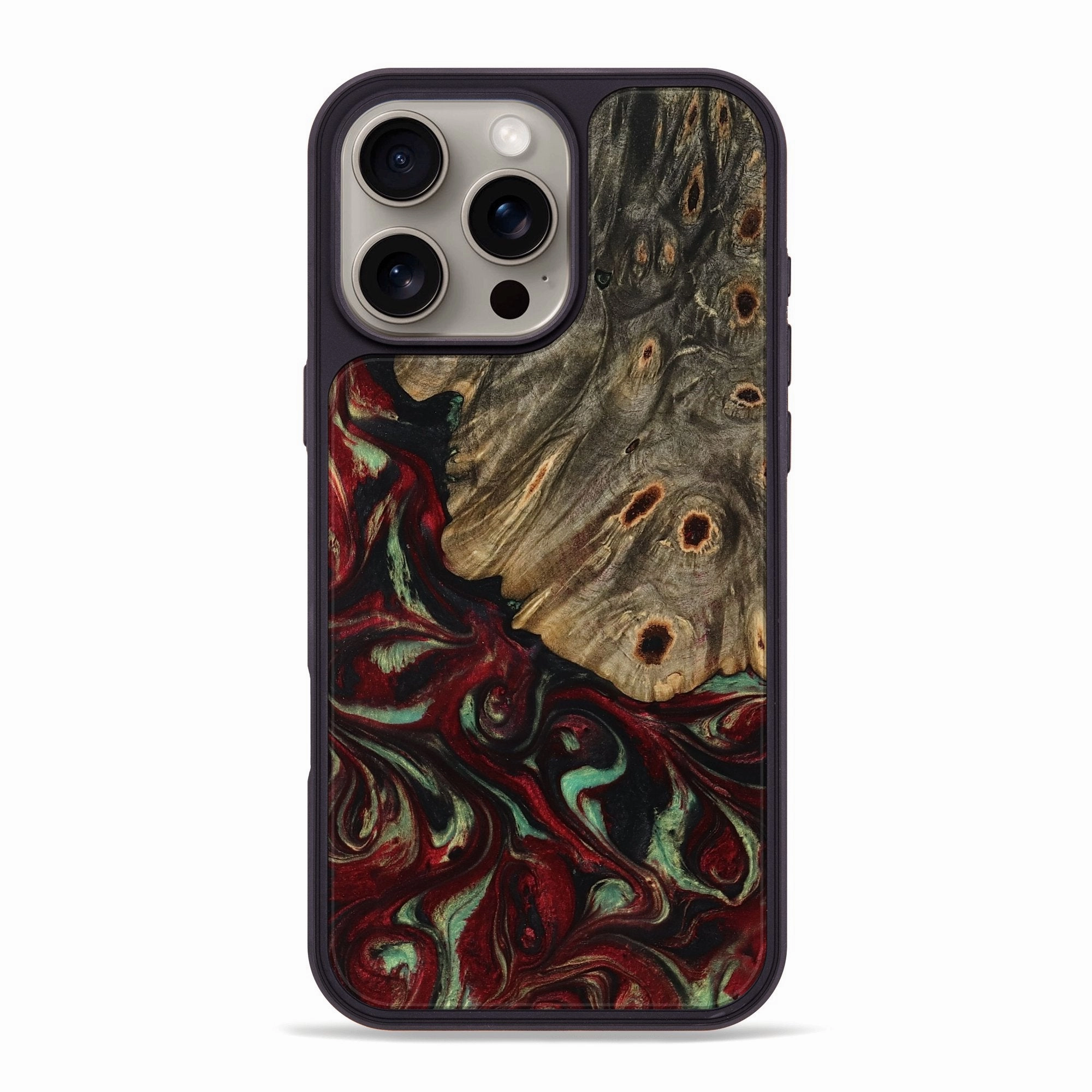 Iphone 16 Pro Max Wood Phone Case - Adonis (Red, 770733) Impact Resistant Anti Finger Grease Film