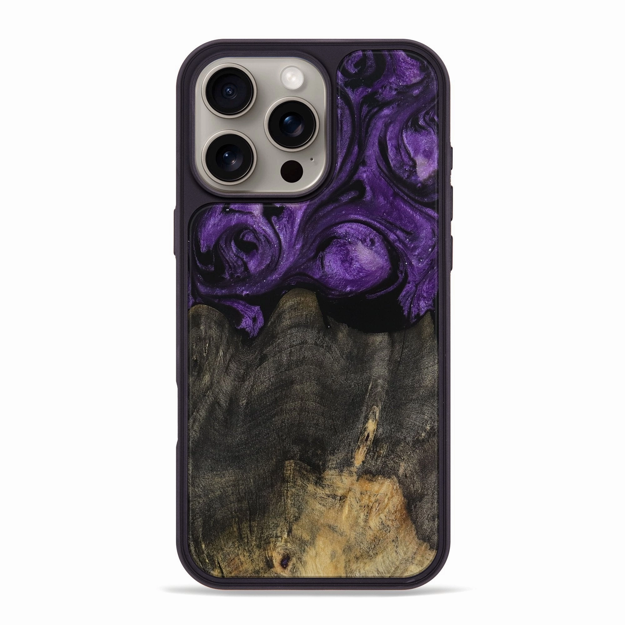 Iphone 16 Pro Max Wood Phone Case - Aileen (Purple, 729068) Rounded Edges