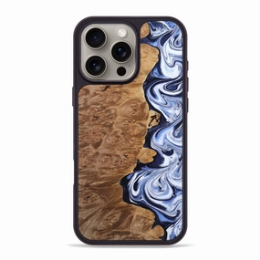 Iphone 16 Pro Max Wood Phone Case - Alani (Blue, 770604) Anti Shock Screen Anti Finger Mark Film