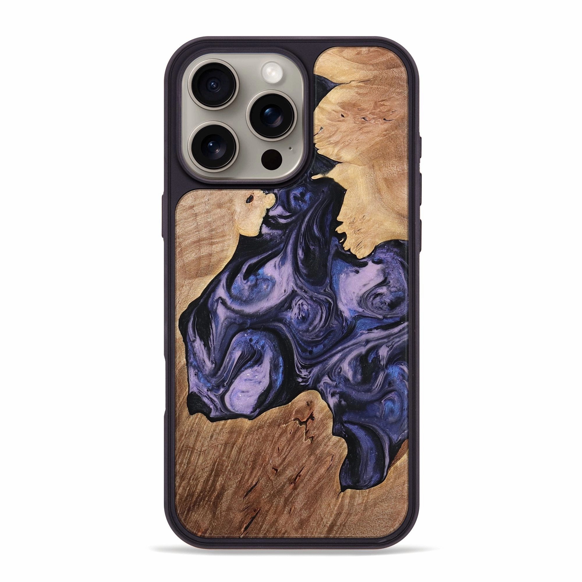 Iphone 16 Pro Max Wood Phone Case - Aleena (Blue, 764619) Anti Finger Smudge