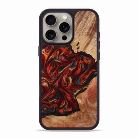 Iphone 16 Pro Max Wood Phone Case - Ali (Red, 773832) Anti Finger Oil