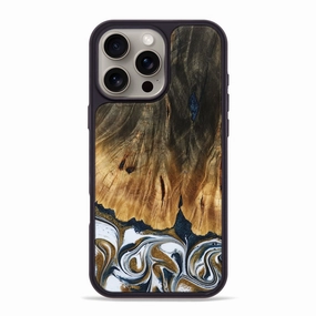 Iphone 16 Pro Max Wood Phone Case - Amanda (Teal & Gold, 773604) Anti Glare