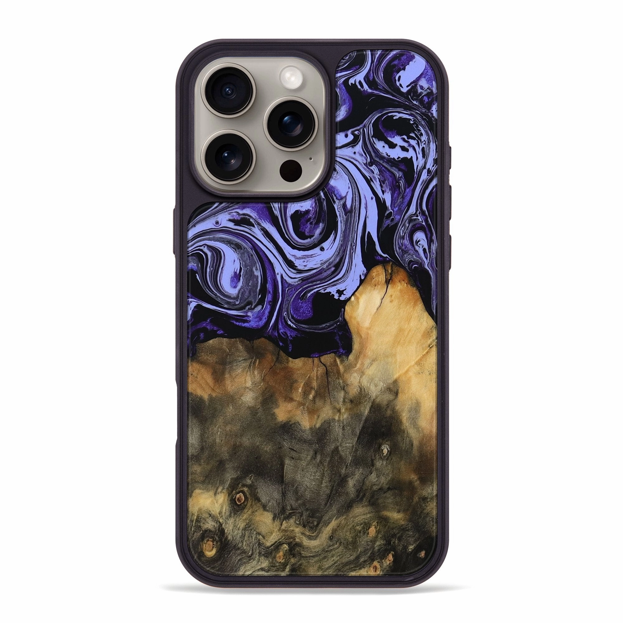 Scratch Resistant Glass Iphone 16 Pro Max Wood Phone Case - Anaya (Purple, 769967)